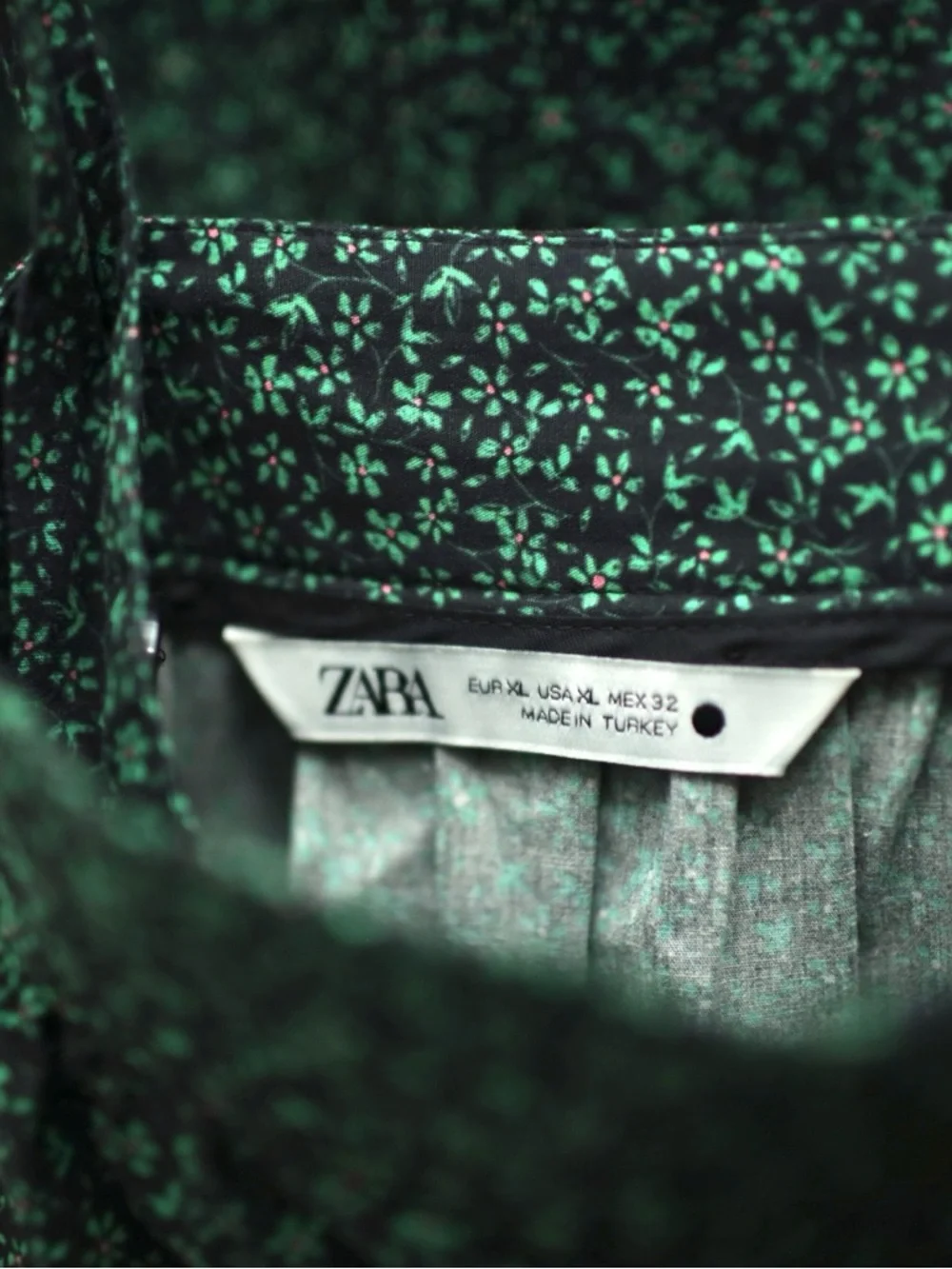 Zara XL Dark Green Floral Cottage Core Pinafore Maxi Dress with Ruffle Straps - Picture 5 of 5